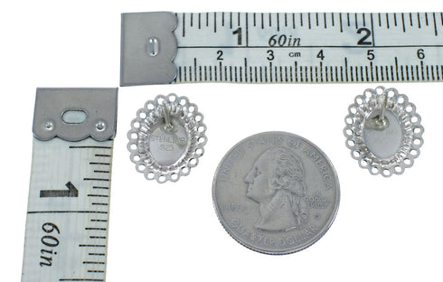 Navajo Genuine Sterling Silver Pink Coral Concho Post Earrings X10965