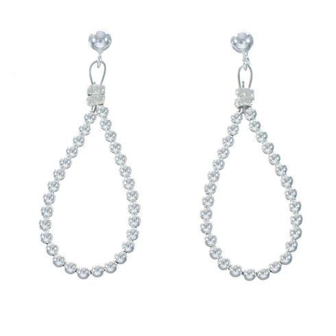 Native American Sterling Silver Bead Post Dangle Earrings X10972