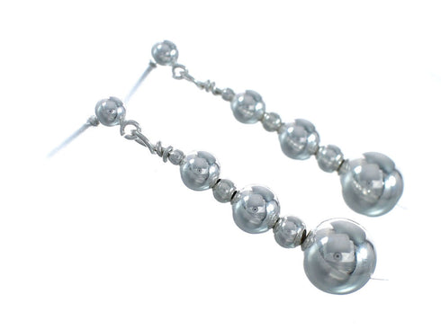 Native American Sterling Silver Bead Post Dangle Earrings X10974