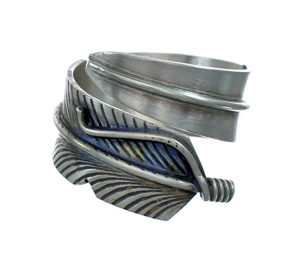 Navajo Indian Jewelry Feather Adjustable Ring Size 7 8 9 X10831