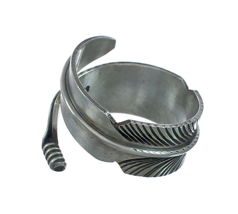 Navajo Indian Jewelry Feather Adjustable Ring Size 7 8 9 X10831