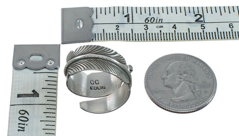 Navajo Indian Jewelry Feather Adjustable Ring Size 7 8 9 X10831