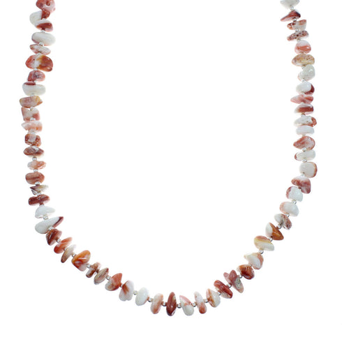 Authentic Red Oyster Shell and Genuine Sterling Silver Bead Necklace X10832