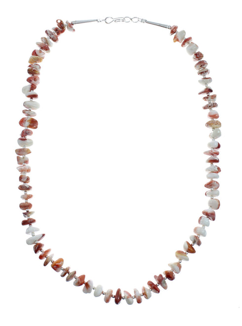 Authentic Red Oyster Shell and Genuine Sterling Silver Bead Necklace X10832