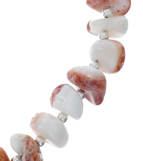 Authentic Red Oyster Shell and Genuine Sterling Silver Bead Necklace X10832