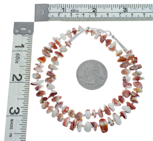 Authentic Red Oyster Shell and Genuine Sterling Silver Bead Necklace X10832