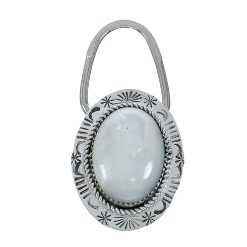 Native American Authentic Sterling Silver Mother Of Pearl Key Chain X10987