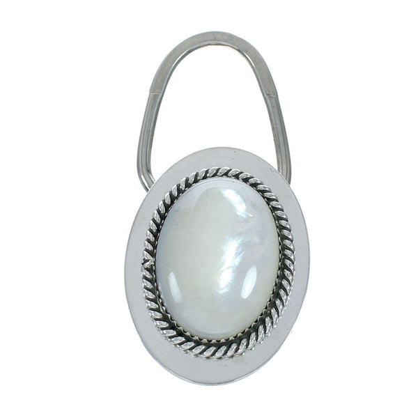 Native American Authentic Sterling Silver Mother Of Pearl Key Chain X10988