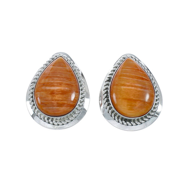 Native American Navajo Sterling Silver And Oyster Shell Post Earrings X10990