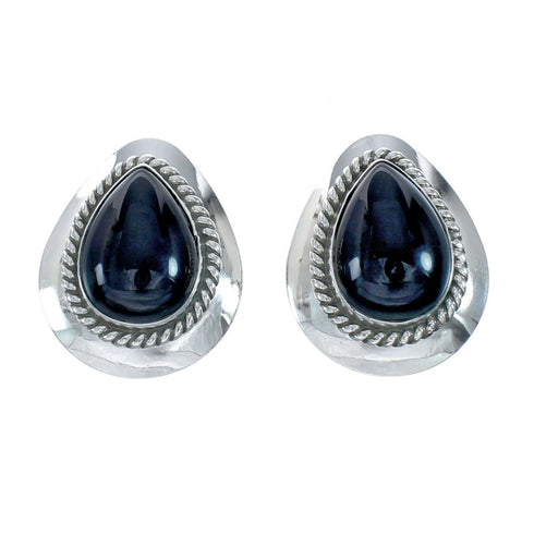 Navajo Black Onyx and Sterling Silver Post Earrings X10992