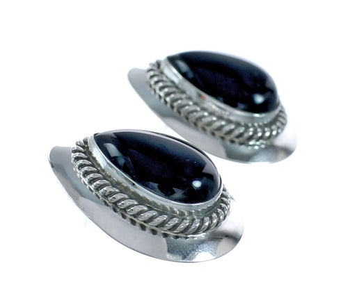 Navajo Black Onyx and Sterling Silver Post Earrings X10992