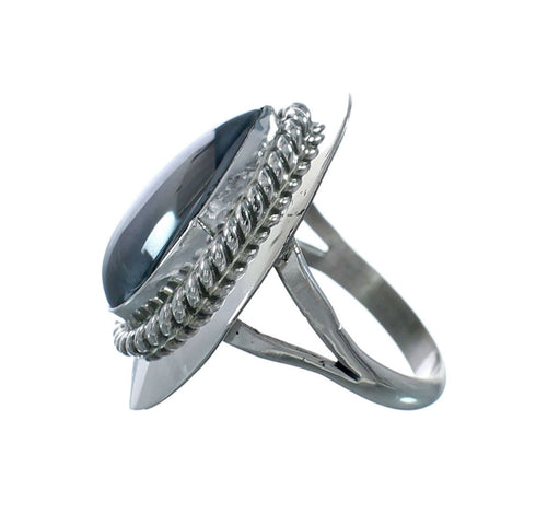 Hematite And Silver Navajo Native American Ring Size 7-3/4 X10994