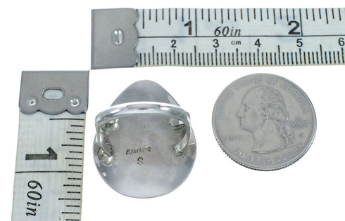 Onyx And Silver Navajo Native American Ring Size 8-1/4 X10996