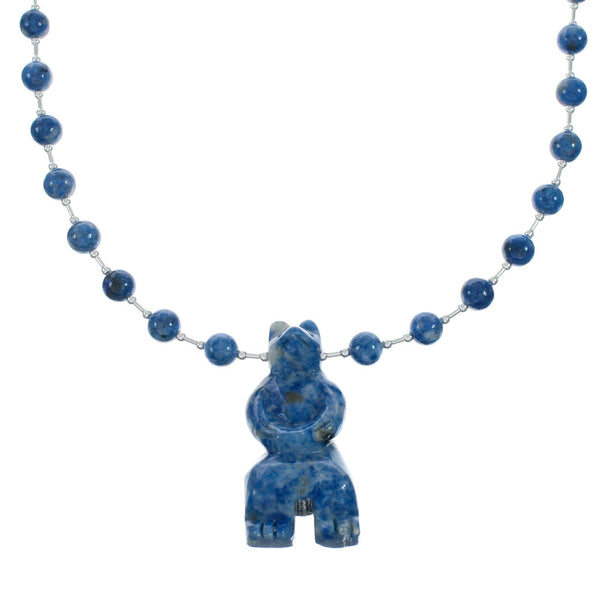 Southwest Denim Lapis Sterling Silver Bear Bead Necklace X11002