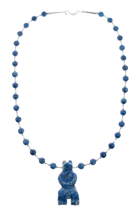 Southwest Denim Lapis Sterling Silver Bear Bead Necklace X11002