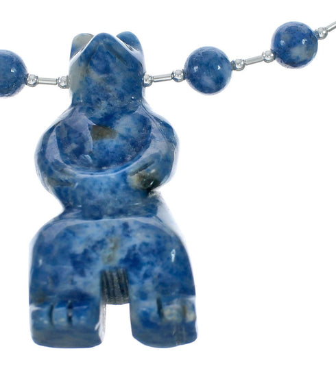 Southwest Denim Lapis Sterling Silver Bear Bead Necklace X11002