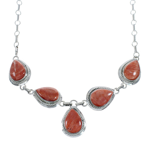 Authentic Navajo Sterling Silver Oyster Shell Link Necklace X11004