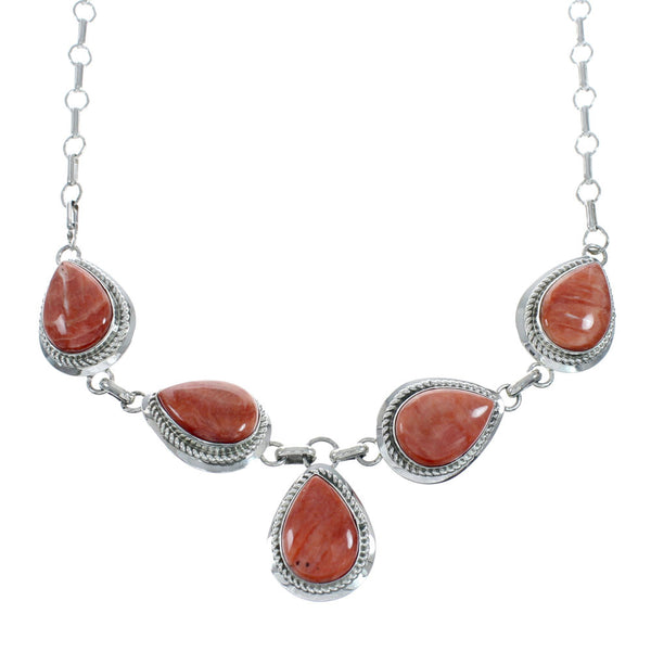 Authentic Navajo Sterling Silver Oyster Shell Link Necklace X11004