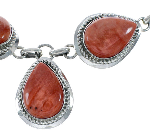 Authentic Navajo Sterling Silver Oyster Shell Link Necklace X11004