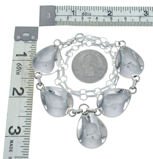 Authentic Navajo Sterling Silver Oyster Shell Link Necklace X11004