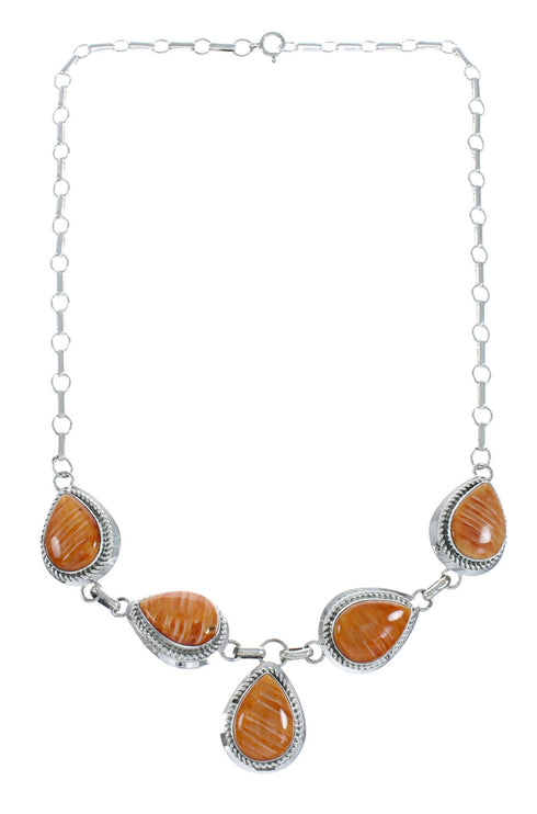 Authentic Navajo Sterling Silver Oyster Shell Link Necklace X11005