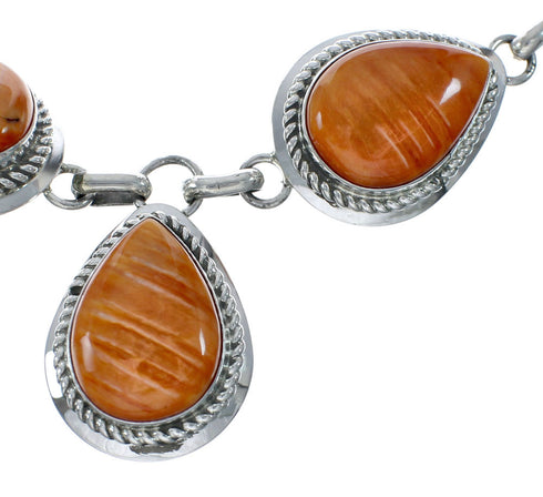 Authentic Navajo Sterling Silver Oyster Shell Link Necklace X11005