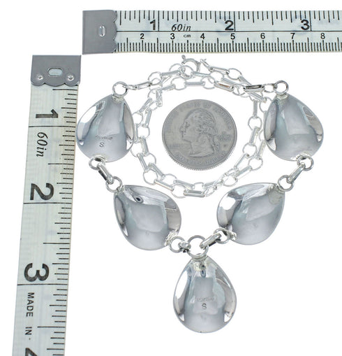 Authentic Navajo Sterling Silver Oyster Shell Link Necklace X11005