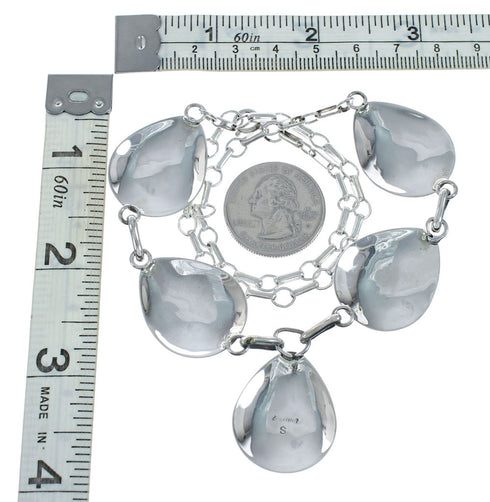 Authentic Navajo Sterling Silver Hematite Link Necklace X11006