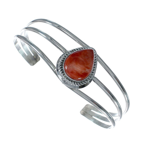 Navajo Oyster Shell Sterling Silver Tear Drop Cuff Bracelet X11009