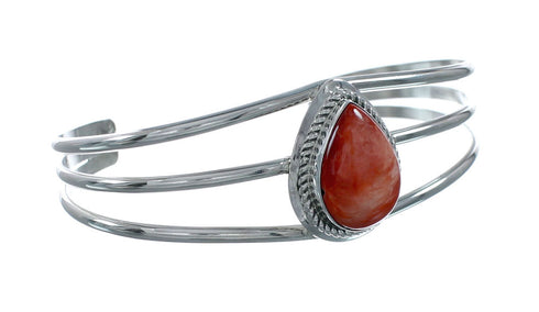 Navajo Oyster Shell Sterling Silver Tear Drop Cuff Bracelet X11009