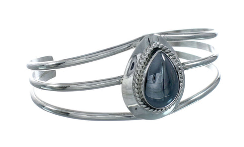 Navajo Hematite Sterling Silver Tear Drop Cuff Bracelet X11010
