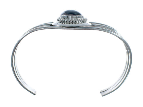 Navajo Hematite Sterling Silver Tear Drop Cuff Bracelet X11010