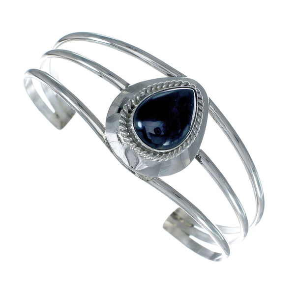 Navajo Onyx Sterling Silver Tear Drop Cuff Bracelet X11011