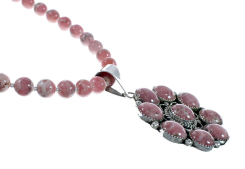 Native American Sterling Silver Rhodochrosite Bead Necklace X11012