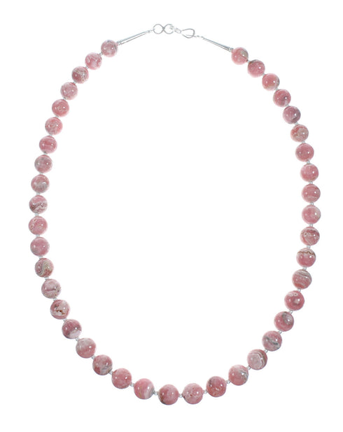 Native American Sterling Silver Rhodochrosite Bead Necklace X11012