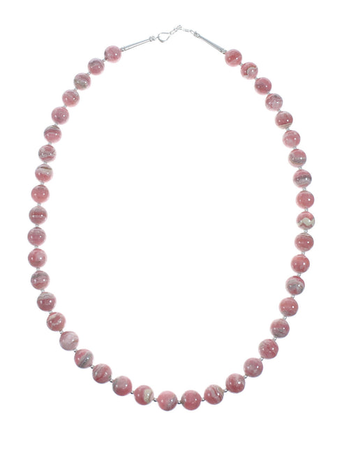 Native American Sterling Silver Rhodochrosite Bead Necklace X11013