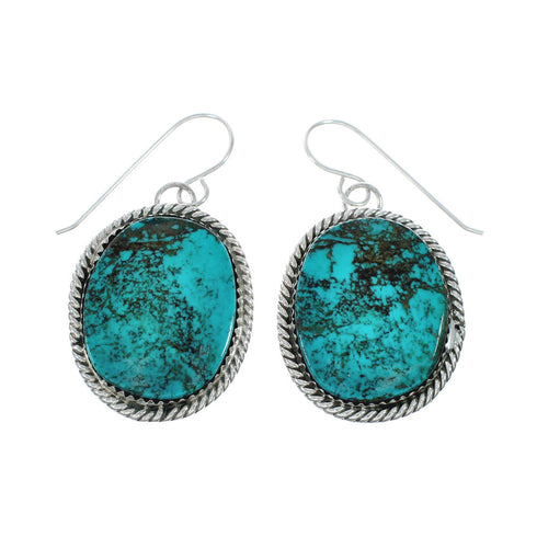 Navajo Turquoise Sterling Silver Hook Dangle Earrings X11019