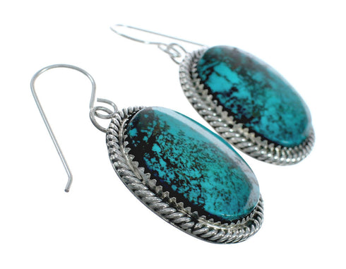 Navajo Turquoise Sterling Silver Hook Dangle Earrings X11019