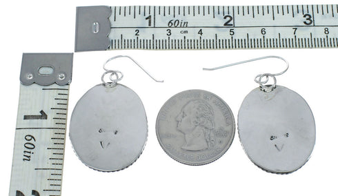 Navajo Turquoise Sterling Silver Hook Dangle Earrings X11019