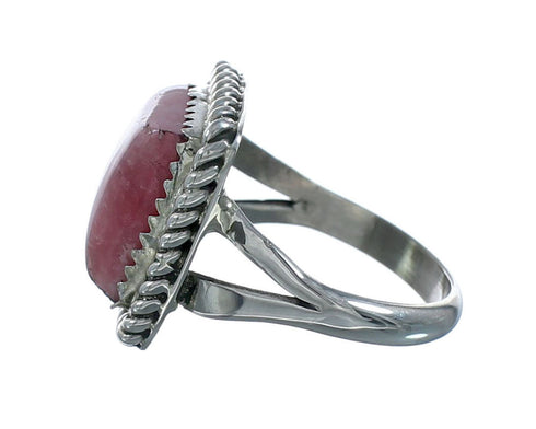 Native American Navajo Rhodochrosite And Silver Ring Size 6-1/2 X11038