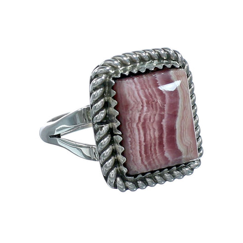 Native American Navajo Rhodochrosite And Silver Ring Size 6-3/4 X11042