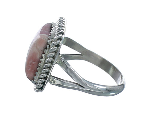 Native American Navajo Rhodochrosite And Silver Ring Size 6-3/4 X11042