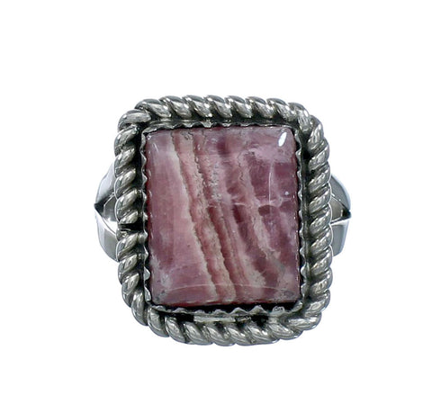 Native American Navajo Rhodochrosite And Silver Ring Size 5-3/4 X11043