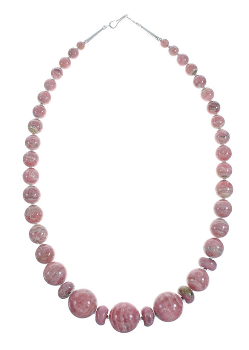 Native American Sterling Silver Rhodochrosite Bead Necklace X11031