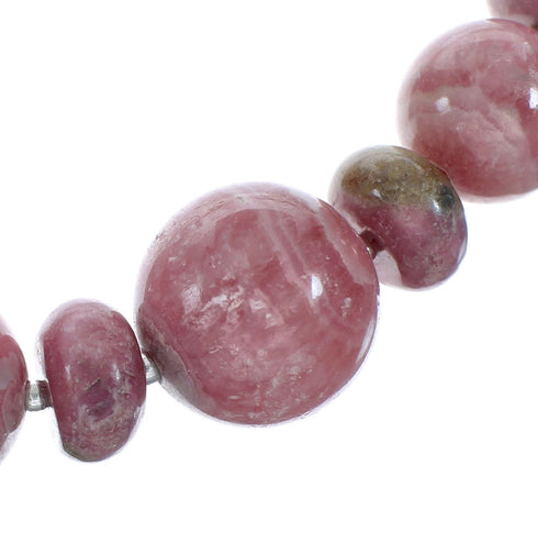 Native American Sterling Silver Rhodochrosite Bead Necklace X11031