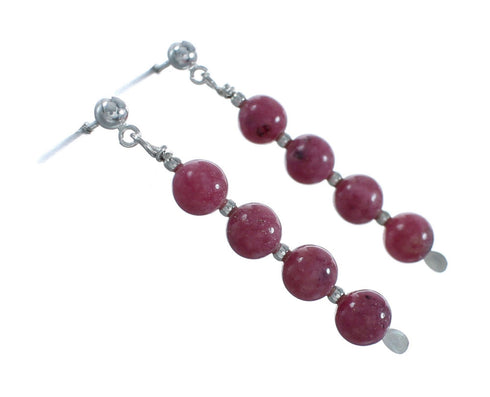 Sterling Silver Rhodochrosite Bead Post Dangle Earrings X11050