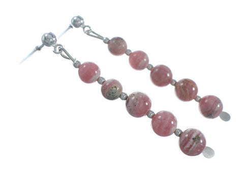 Genuine Sterling Silver Rhodochrosite Bead Post Dangle Earrings X11051
