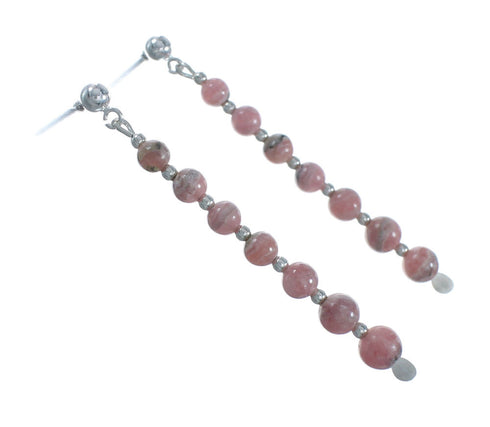 Genuine Sterling Silver Rhodochrosite Bead Post Dangle Earrings X11052