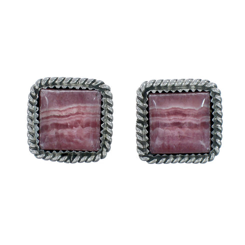 Genuine Sterling Silver Rhodochrosite Bead Post Earrings X11054