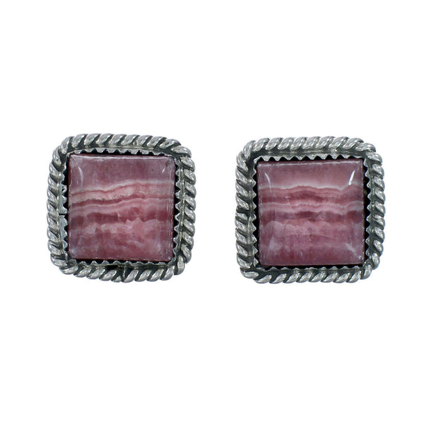 Genuine Sterling Silver Rhodochrosite Bead Post Earrings X11054